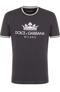 Хлопковая футболка с логотипом бренда Dolce &amp; Gabbana