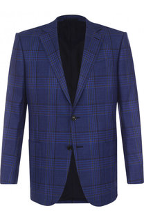 Однобортный пиджак из смеси шерсти и шелка со льном Ermenegildo Zegna