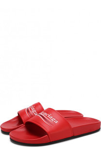 Кожаные шлепанцы Pool с логотипом бренда Balenciaga