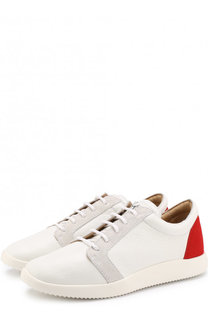 Кожаные кроссовки с отделкой из замши Giuseppe Zanotti Design