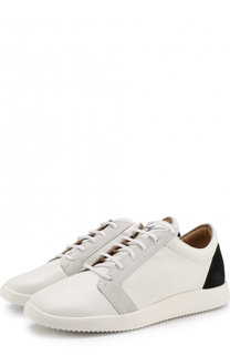 Кожаные кроссовки с отделкой из замши Giuseppe Zanotti Design