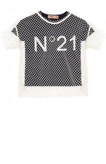 Футболка фактурной отделки и внутренний топ с логотипом бренда No. 21