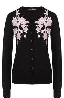 Однотонный кашемировый кардиган с круглым вырезом Dolce &amp; Gabbana