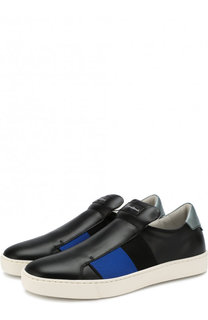 Кожаные слипоны с контрастной отделкой Santoni