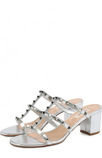Мюли Valentino Garavani Rockstud из металлизированной кожи Valentino