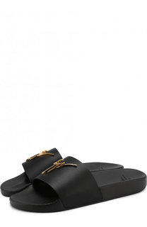 Кожаные шлепанцы с логотипом бренда Giuseppe Zanotti Design