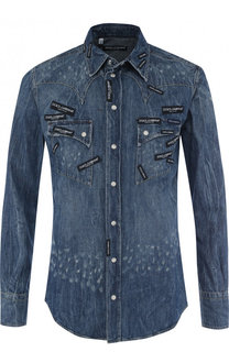 Джинсовая рубашка на кнопках с потертостями Dolce &amp; Gabbana