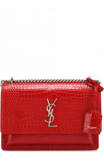 Сумка Sunset Monogram medium с тиснением под крокодила Saint Laurent