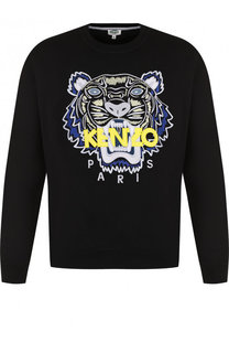 Хлопковый свитшот с контрастной вышивкой Kenzo