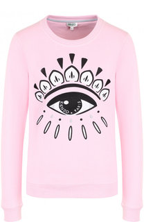 Хлопковый свитшот с контрастной вышивкой Kenzo