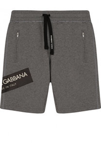 Хлопковые шорты с логотипом бренда и поясом на кулиске Dolce &amp; Gabbana