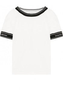Хлопковая футболка с контрастными манжетами Dolce &amp; Gabbana