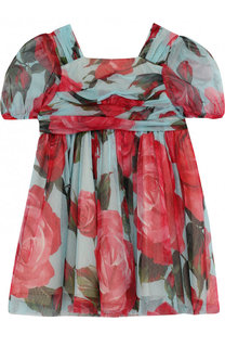 Мини-платье свободного кроя из хлопка и вискозы с принтом Dolce &amp; Gabbana