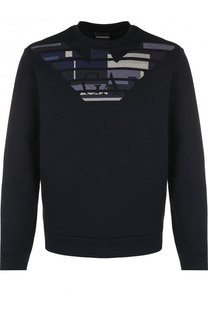 Свитшот из смеси хлопка и вискозы с логотипом бренда Emporio Armani