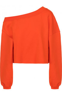 Укороченный хлопковый свитшот с надписью MSGM