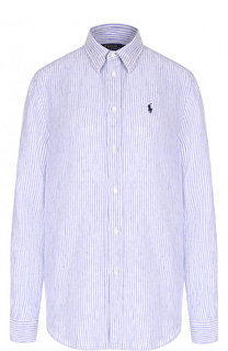 Льняная блуза прямого кроя в полоску Polo Ralph Lauren