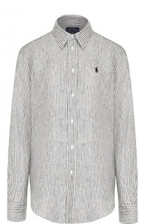 Льняная блуза прямого кроя в полоску Polo Ralph Lauren