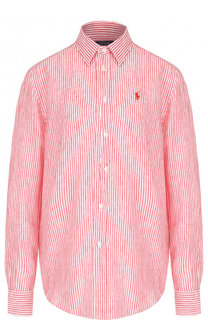Льняная блуза прямого кроя в полоску Polo Ralph Lauren