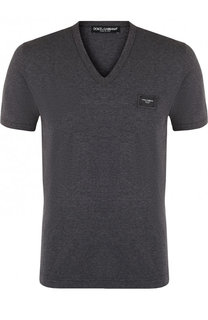 Хлопковая футболка с V-образным вырезом Dolce & Gabbana