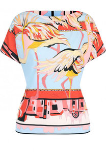 Топ с вырезом-лодочка из смеси вискозы и шелка Emilio Pucci