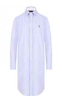 Хлопковое платье-рубашка с логотипом бренда Polo Ralph Lauren