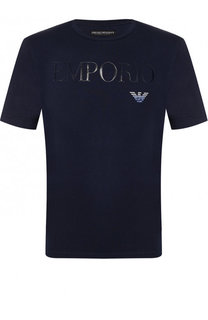 Хлопковая футболка с круглым вырезом Emporio Armani