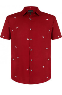 Рубашка из вискозы с короткими рукавами Emporio Armani