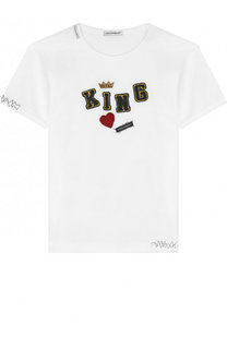 Хлопковая футболка с нашивками Dolce &amp; Gabbana