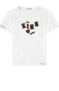 Хлопковая футболка с нашивками Dolce &amp; Gabbana