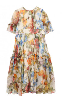 Шелковое платье свободного кроя с принтом Dolce &amp; Gabbana