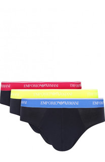 Комплект из трех хлопковых брифов с широкой резинкой Emporio Armani