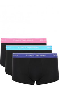 Комплект из трех хлопковых боксеров с широкой резинкой Emporio Armani