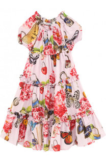 Хлопковое платье свободного кроя с принтом Dolce &amp; Gabbana