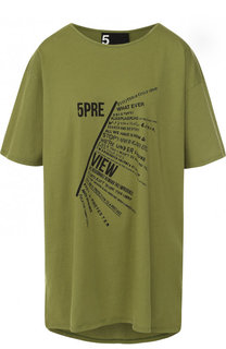 Хлопковая футболка свободного кроя с круглым вырезом 5PREVIEW