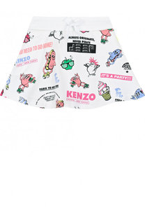 Хлопковая мини-юбка свободного кроя с принтом Kenzo