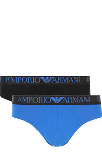 Комплект из двух хлопковых брифов с широкой резинкой Emporio Armani