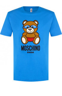 Хлопковая футболка с принтом Moschino