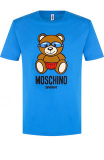 Хлопковая футболка с принтом Moschino