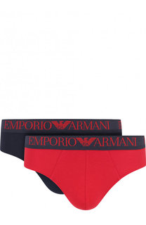 Комплект из двух хлопковых брифов с широкой резинкой Emporio Armani