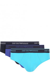 Комплект из трех хлопковых брифов с широкой резинкой Emporio Armani