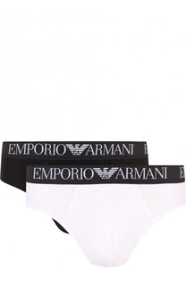 Комплект из двух хлопковых брифов с широкой резинкой Emporio Armani