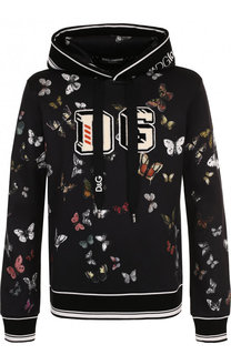 Худи с принтом из смеси хлопка и шелка Dolce &amp; Gabbana