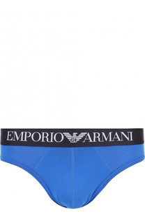 Хлопковые брифы с широкой резинкой Emporio Armani