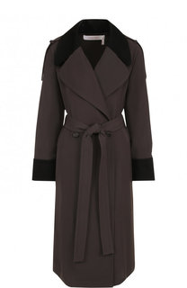 Однотонное пальто из полиэстера с поясом See by Chloé