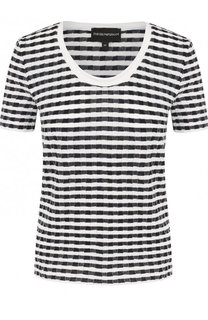 Хлопковый топ прямого кроя с круглым вырезом Emporio Armani