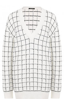 Удлиненный пуловер из вискозы в клетку Balmain