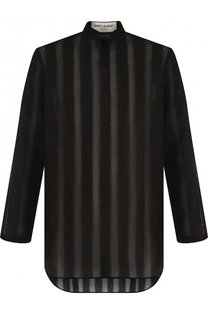 Рубашка асимметричного кроя из смеси хлопка и шелка Saint Laurent