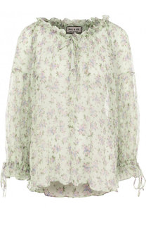 Шелковая блуза свободного кроя с принтом Paul&Joe Paul&Joe
