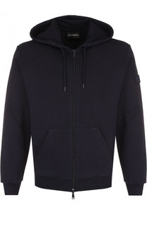 Хлопковая толстовка на молнии с капюшоном Emporio Armani