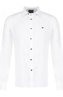 Льняная рубашка с воротником кент Emporio Armani
